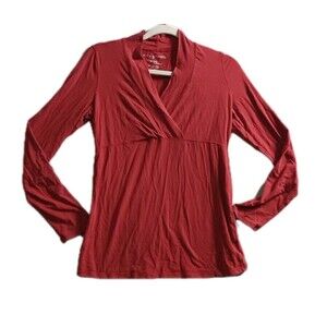 Baby Yourself Mimi Maternity Top Blouse V Neck Sz S Red Valentine's Day